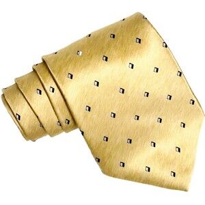 Zylos Gold George Machado Tie Gold Shiny Diamond Geometric Silk Imported Preppy